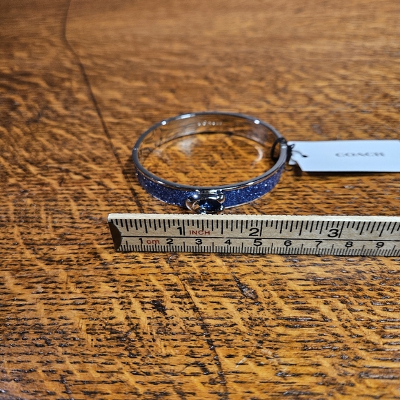Coach Silver and Blue Sparkle Enamel Bangle Bracelet NWT - Picture 5 of 5